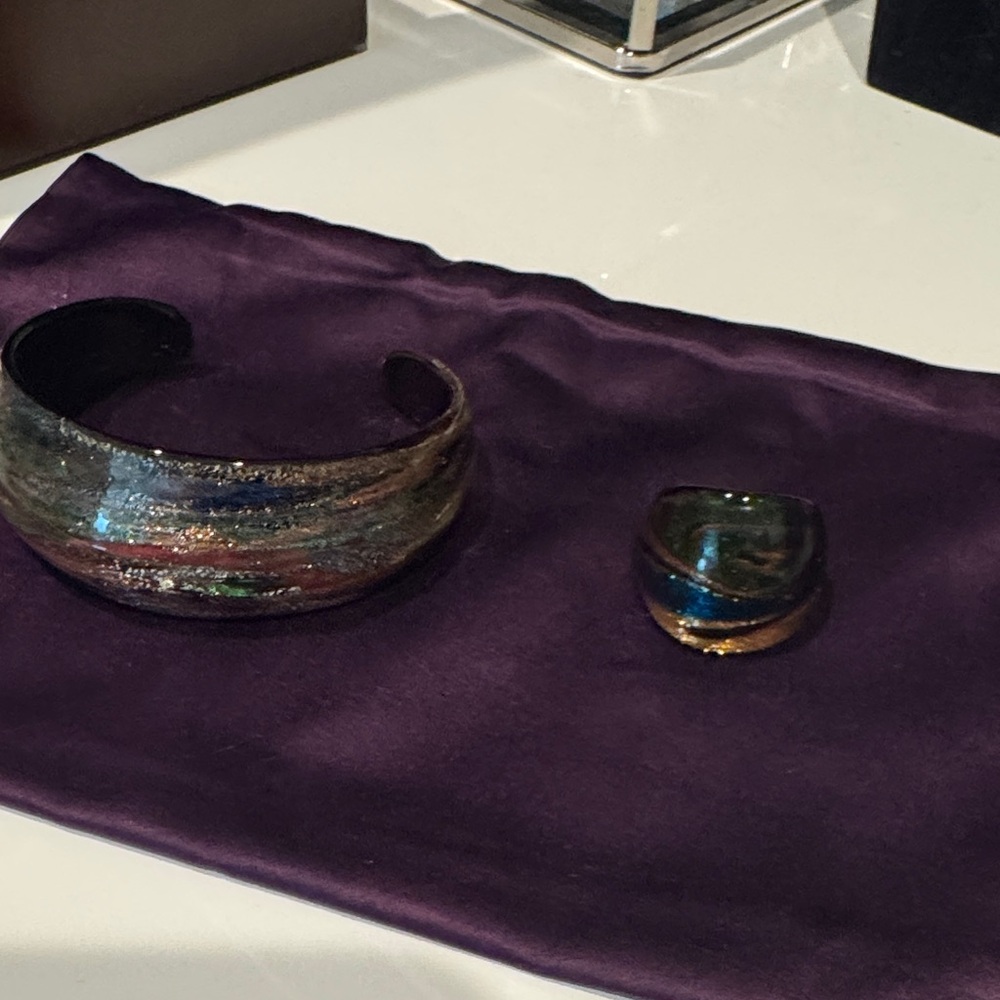 Multicolor Bangle And Ring Set - image 4